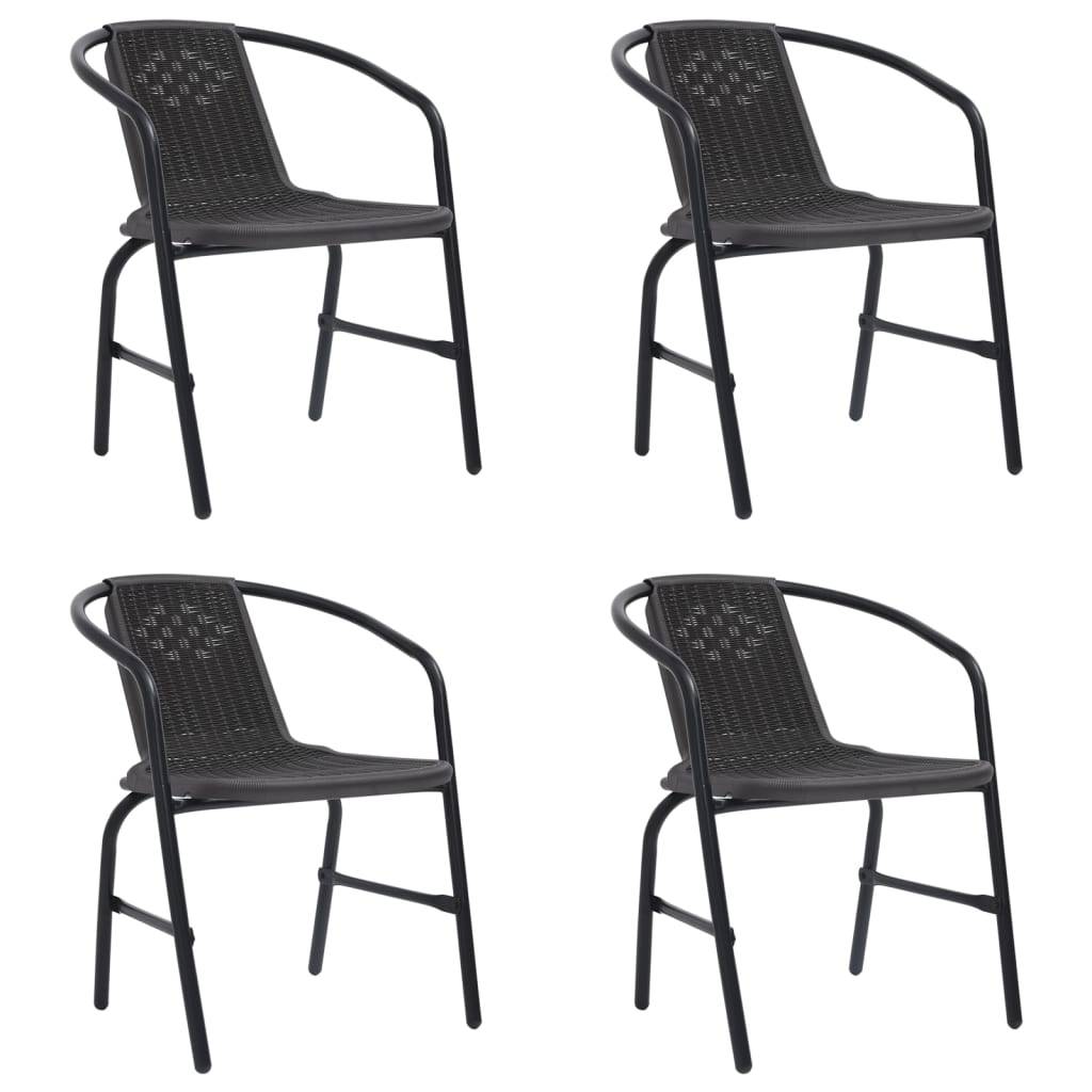 vidaXL Gartenstühle 4 Stk. Kunststoff Rattan-Optik und Stahl 110 kg