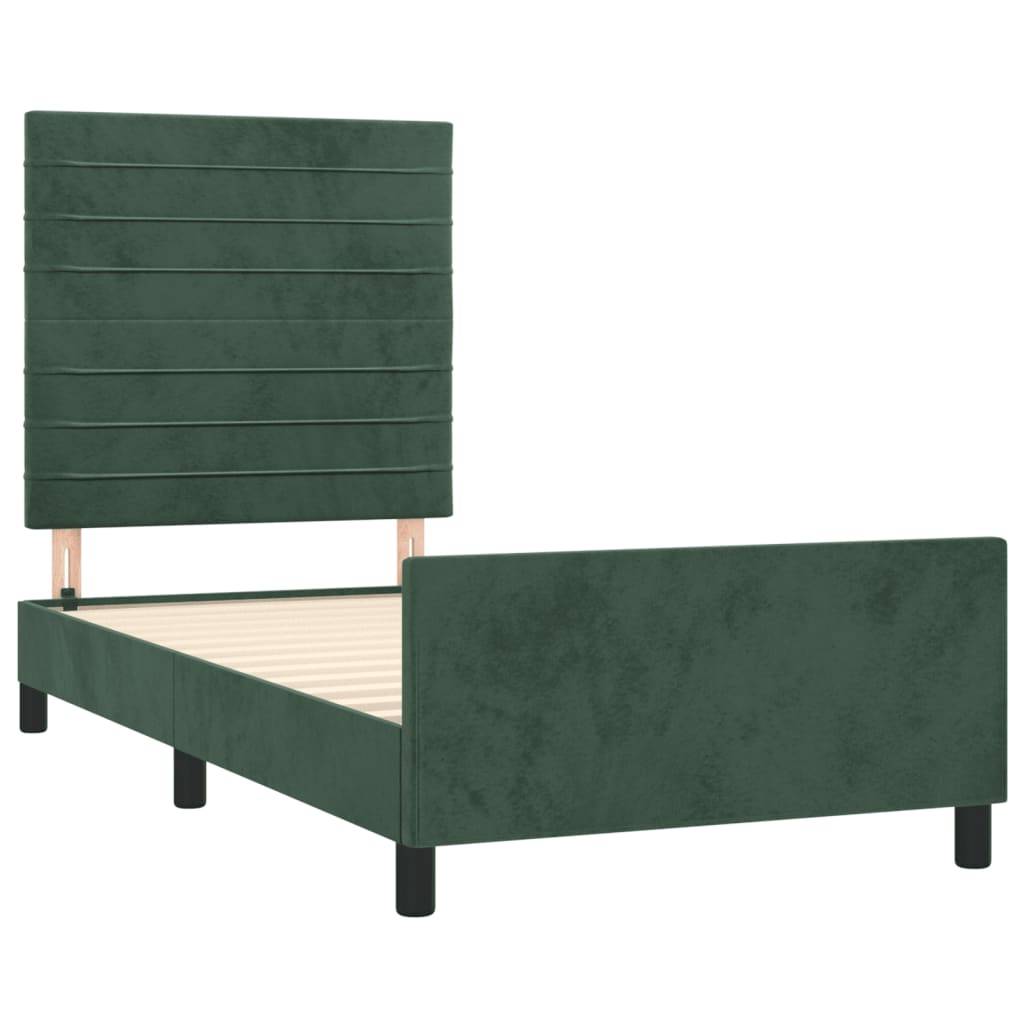 vidaXL Bettgestell ohne Matratze Dunkelgrün 90x200 cm Samt