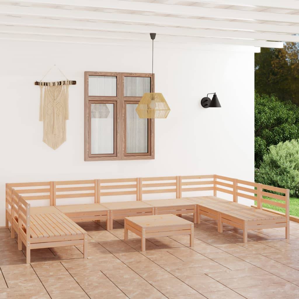 vidaXL 10-tlg. Garten-Lounge-Set Massivholz Kiefer