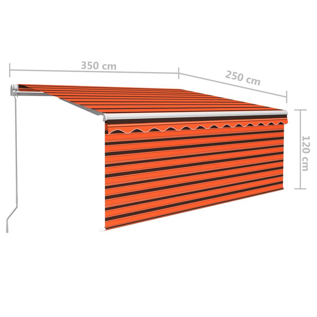 vidaXL Gelenkarmmarkise Einziehbar Jalousie LED 3,5x2,5 m Orange Braun