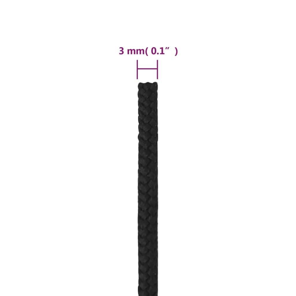 vidaXL Bootsseil Schwarz 3 mm 50 m Polypropylen