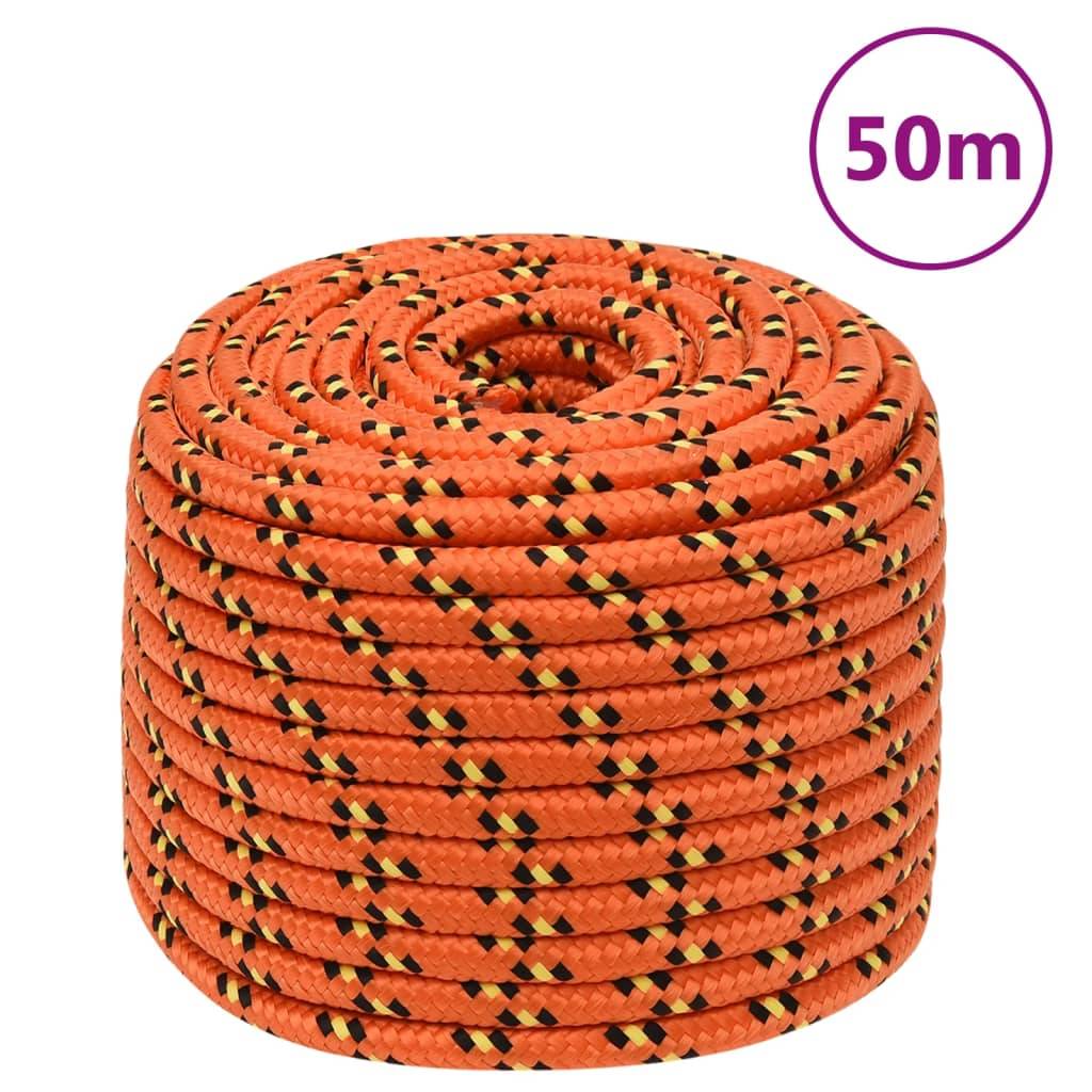 vidaXL Bootsseil Orange 14 mm 50 m Polypropylen