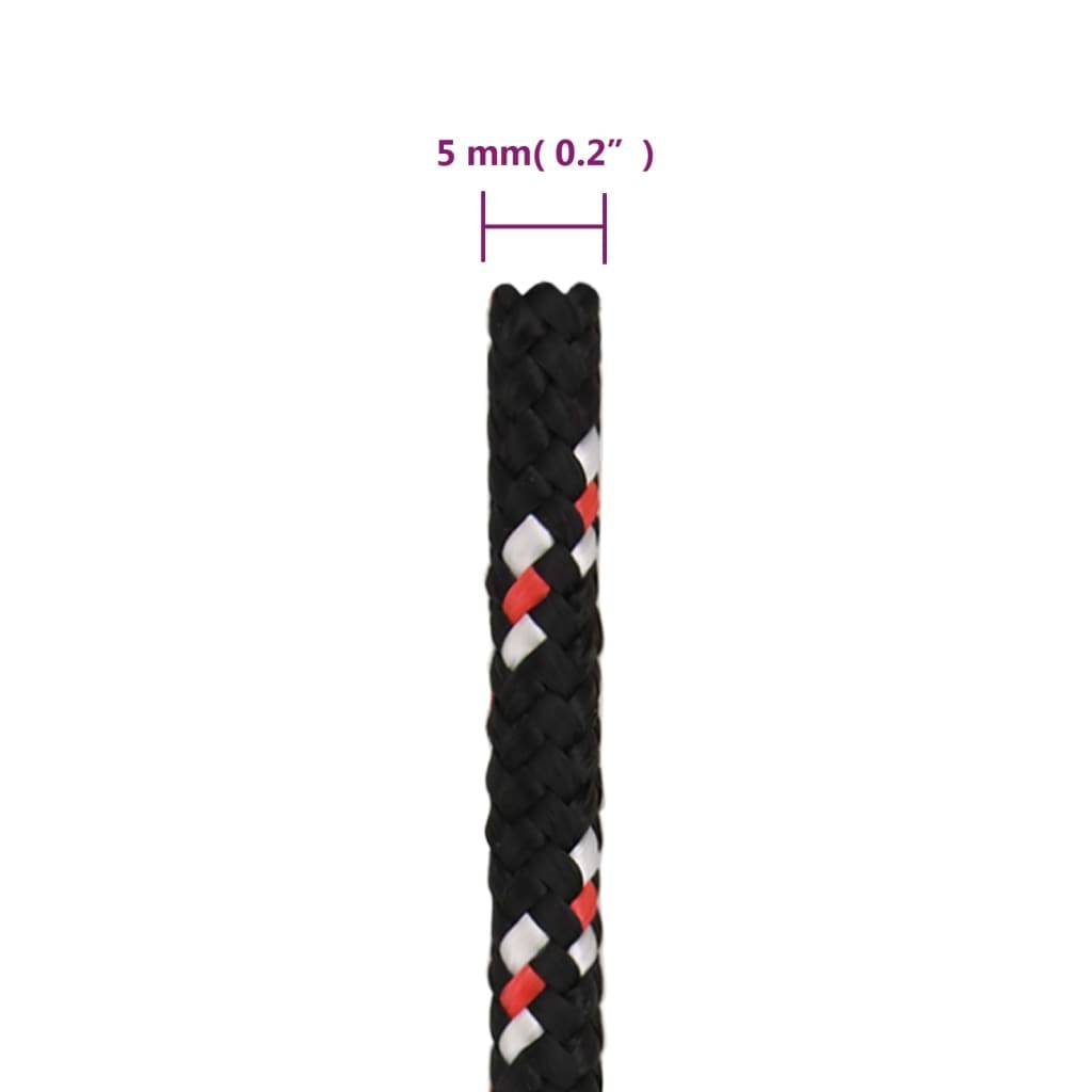 vidaXL Bootsseil Schwarz 5 mm 250 m Polypropylen
