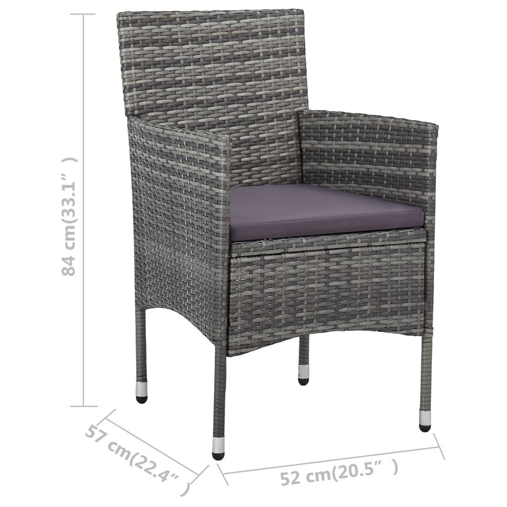 vidaXL Garten-Essstühle 2 Stk. Poly Rattan Grau