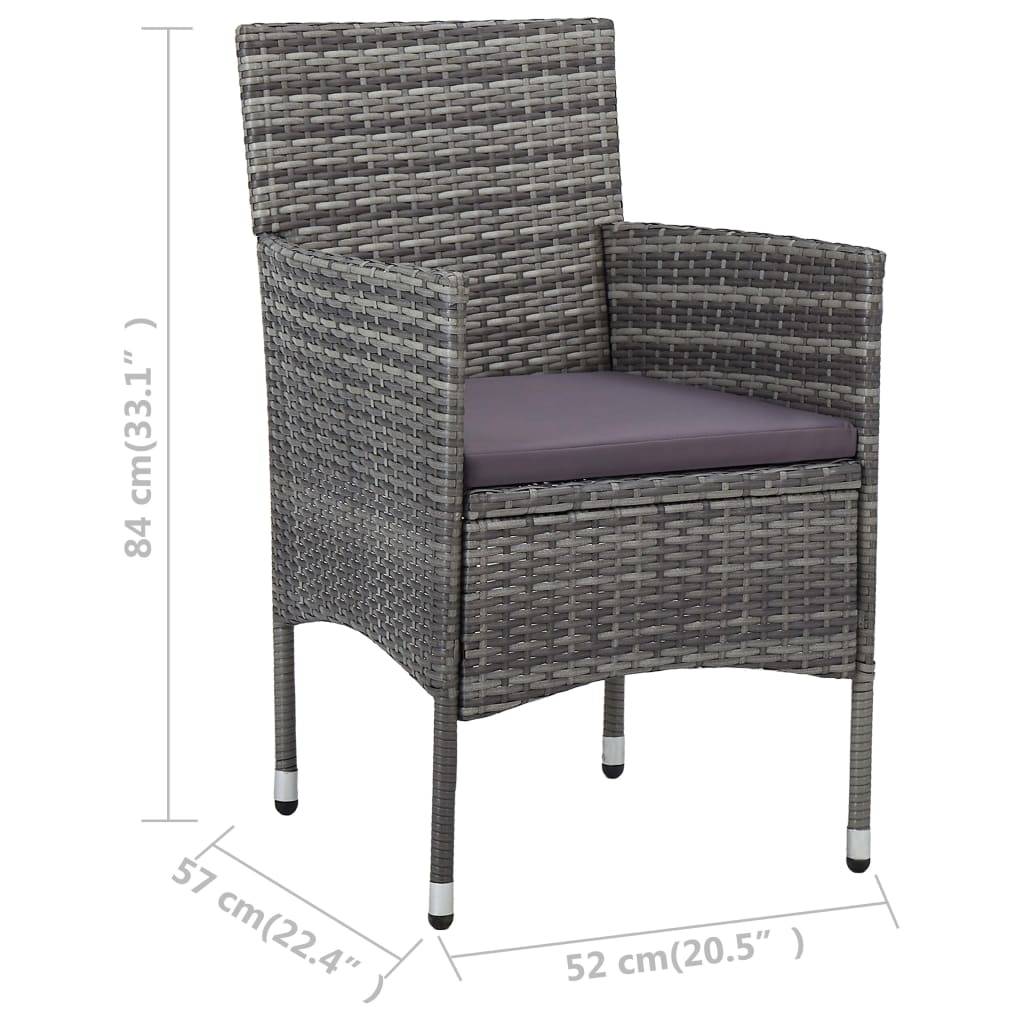 vidaXL 3-tlg. Bistro-Set Poly Rattan und Hartglas Grau