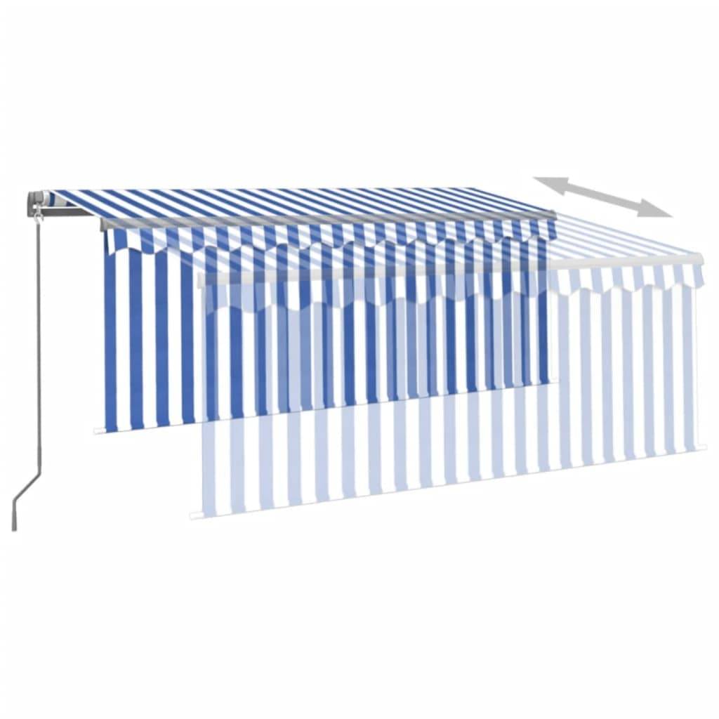 vidaXL Markise Manuell Einziehbar mit Rollo 3x2,5 m Blau und Weiß