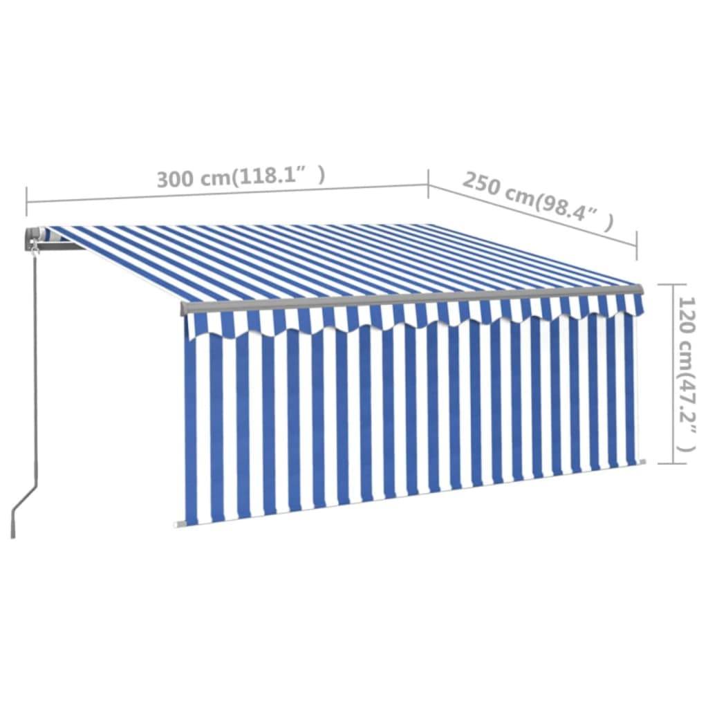 vidaXL Markise Manuell Einziehbar mit Rollo 3x2,5 m Blau und Weiß
