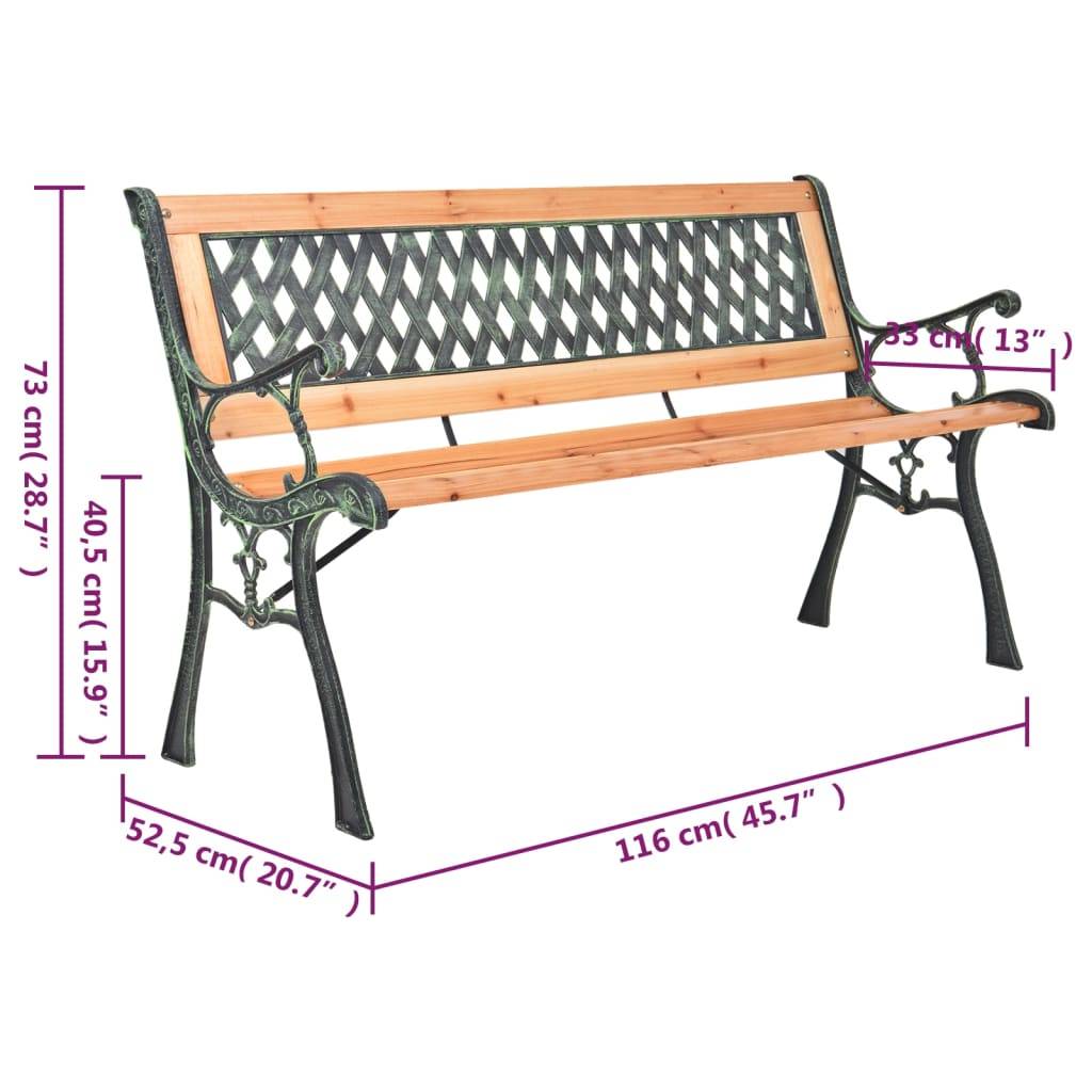 vidaXL Gartenbank 116 cm Gusseisen und Massivholz Tanne