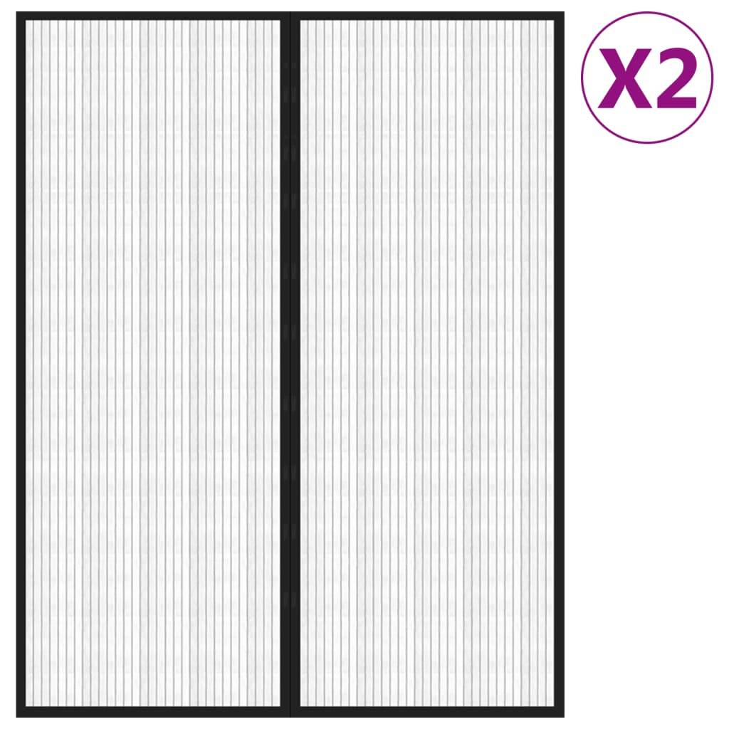 vidaXL Fliegengitter-Türvorhänge 2 Stk. Magnet Schwarz 230x160 cm