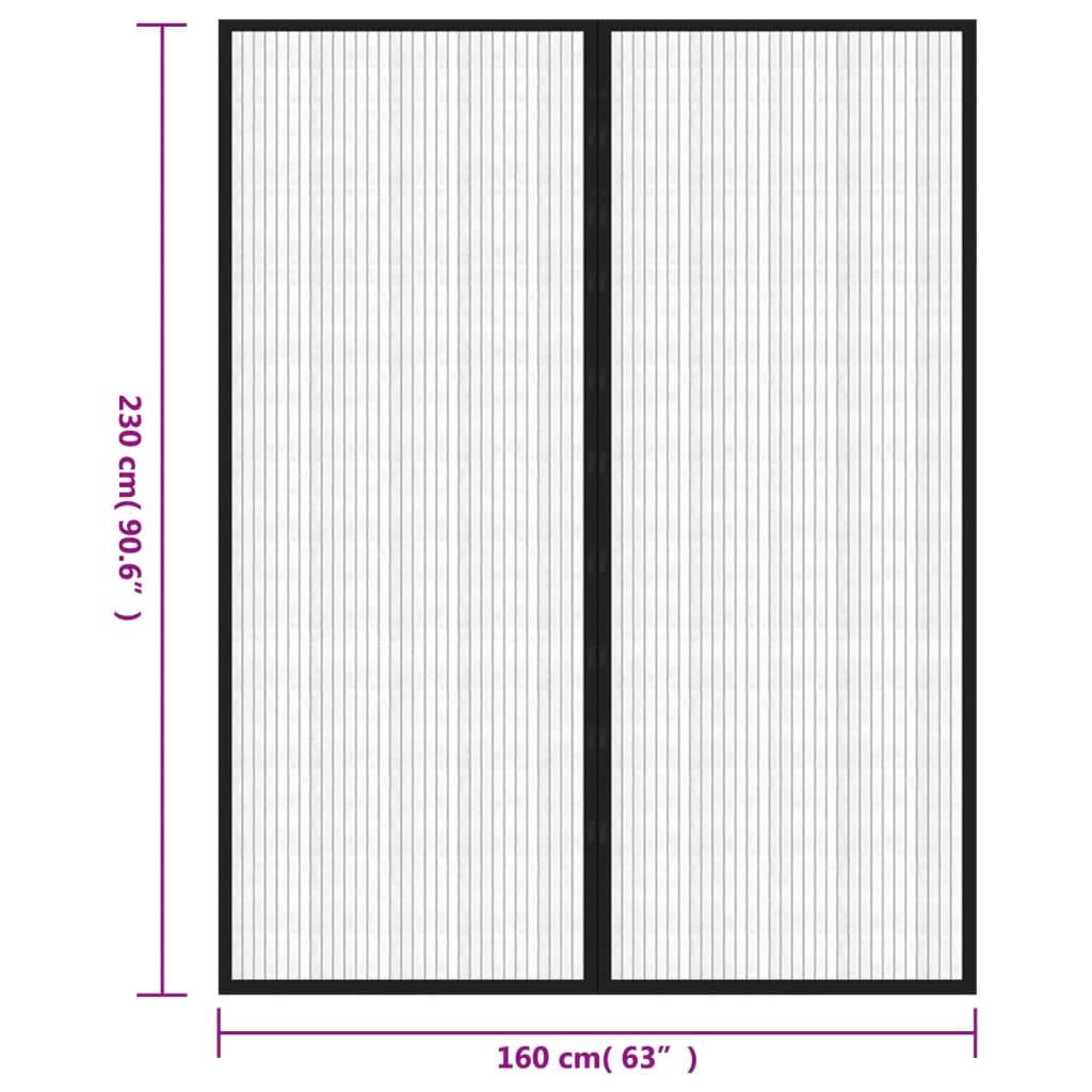 vidaXL Fliegengitter-Türvorhänge 2 Stk. Magnet Schwarz 230x160 cm