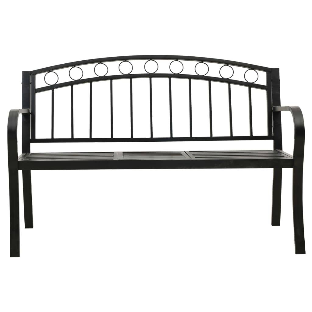 vidaXL Gartenbank mit Tisch Schwarz 120 cm Stahl