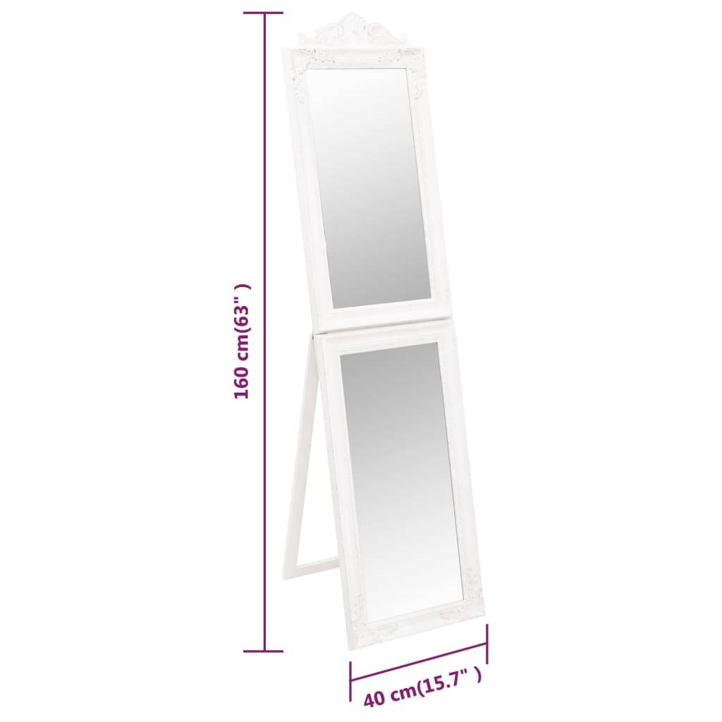 vidaXL Standspiegel Weiß 40x160 cm