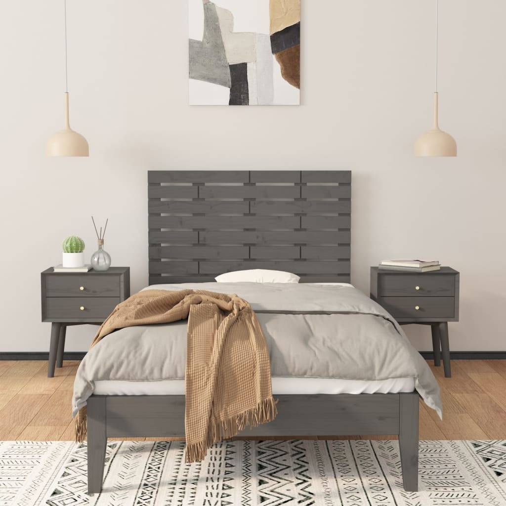 vidaXL Wand-Kopfteil Grau 96x3x63 cm Massivholz Kiefer