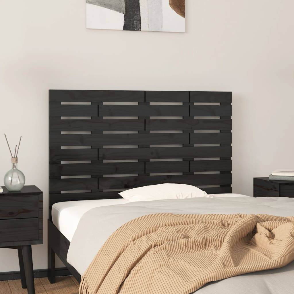 vidaXL Wand-Kopfteil Schwarz 81x3x63 cm Massivholz Kiefer
