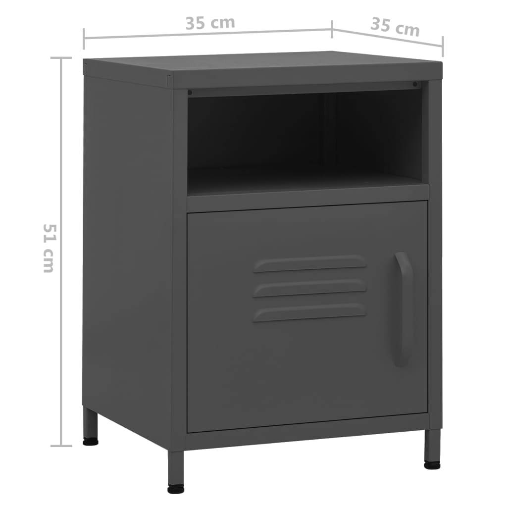 vidaXL Nachttisch Anthrazit 35x35x51 cm Stahl