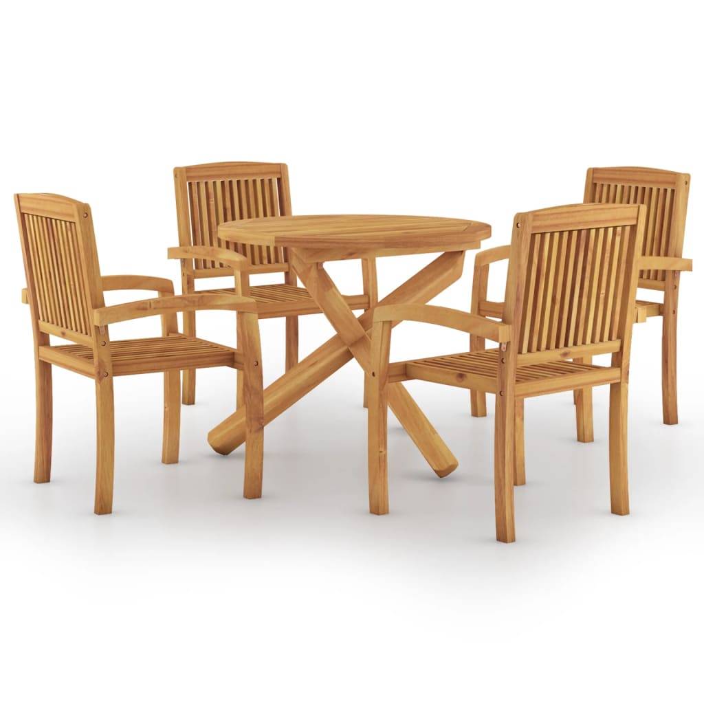 vidaXL 5-tlg. Garten-Essgruppe Massivholz Teak