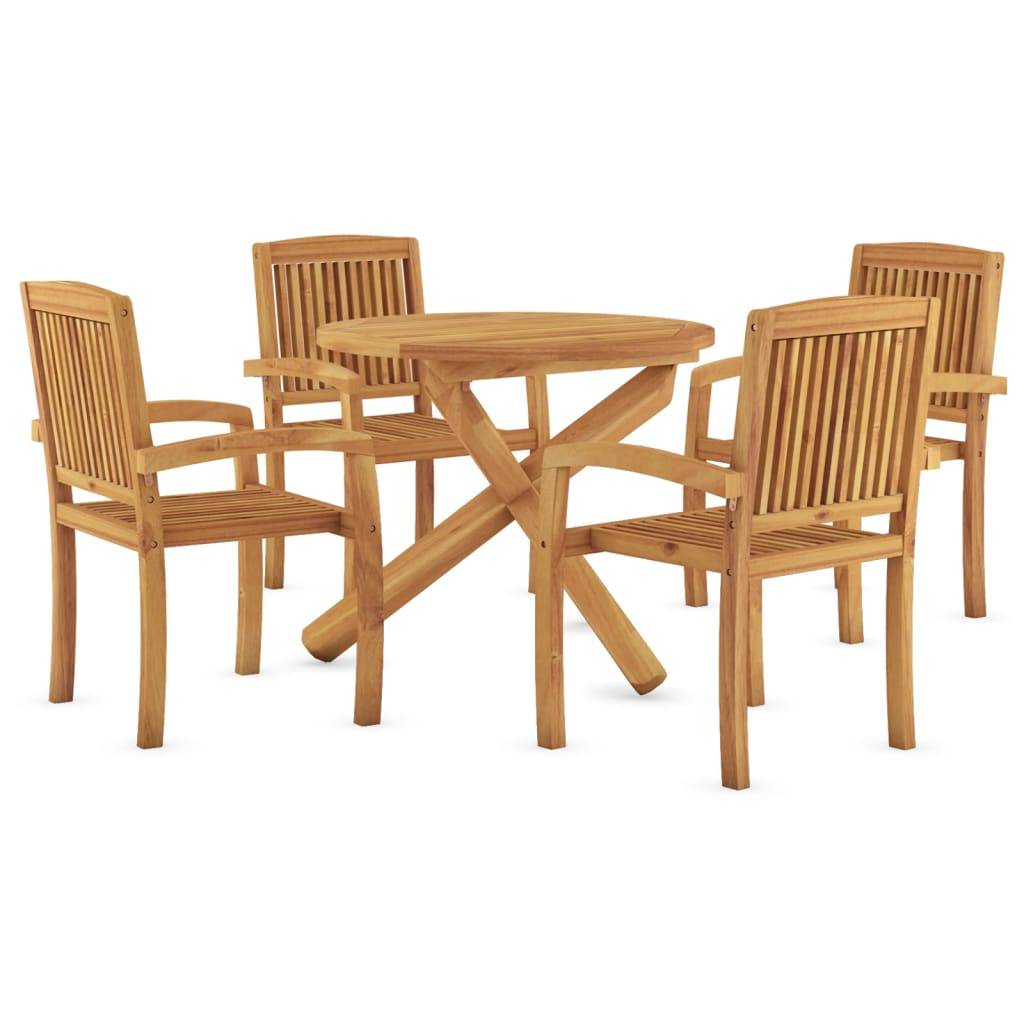 vidaXL 5-tlg. Garten-Essgruppe Massivholz Teak
