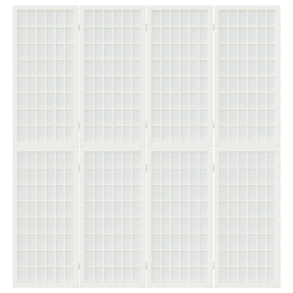 vidaXL 4-tlg. Paravent Japanischer Stil Faltbar 160x170 cm Weiß