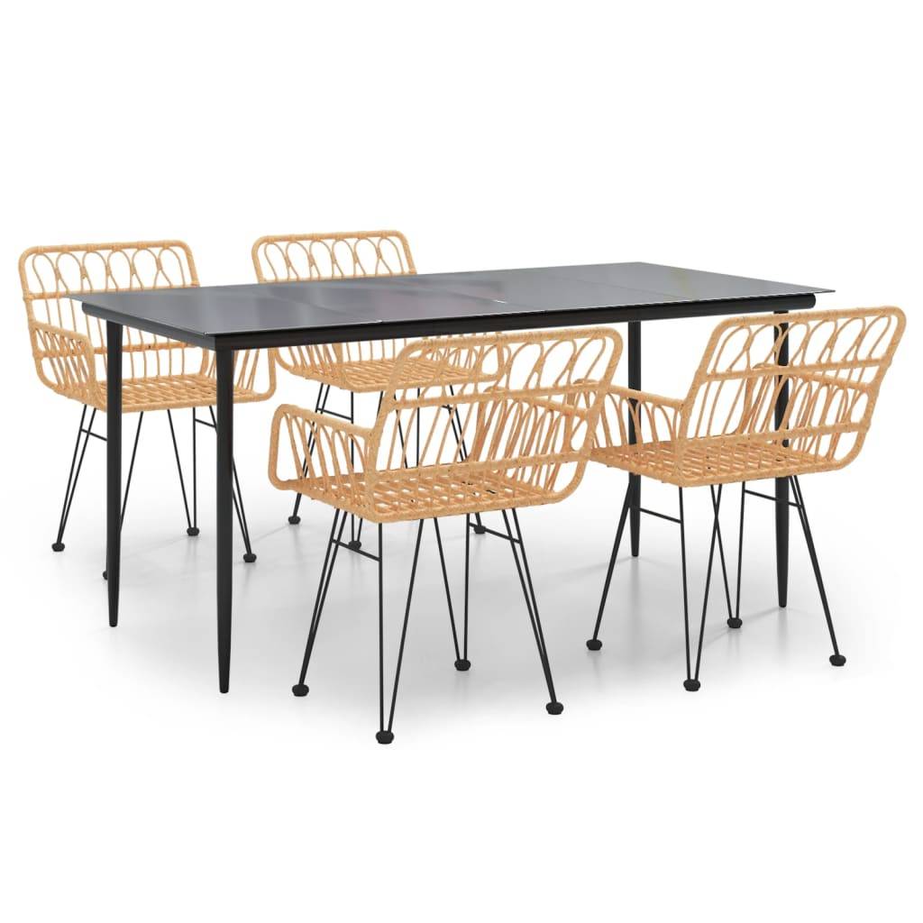 vidaXL 5-tlg. Garten-Essgruppe Poly Rattan