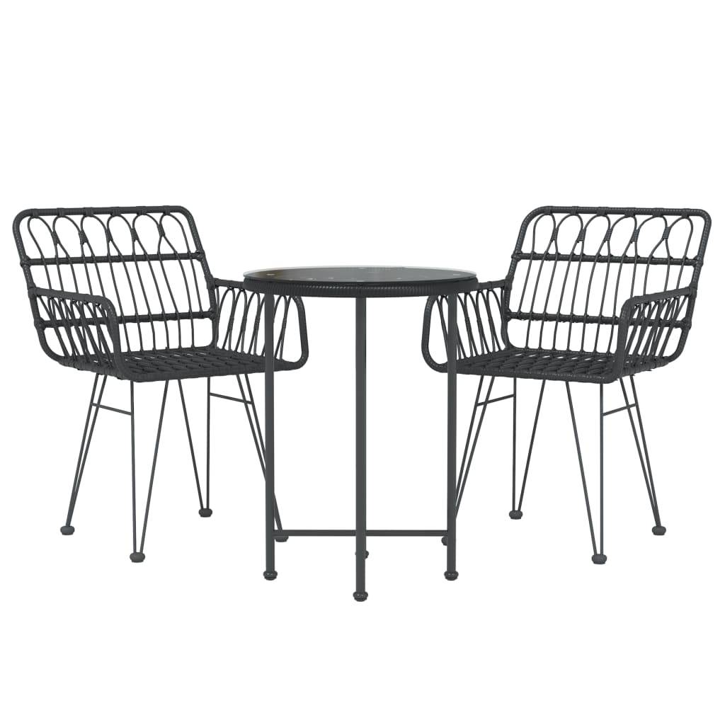 vidaXL 3-tlg. Garten-Essgruppe Schwarz Poly Rattan