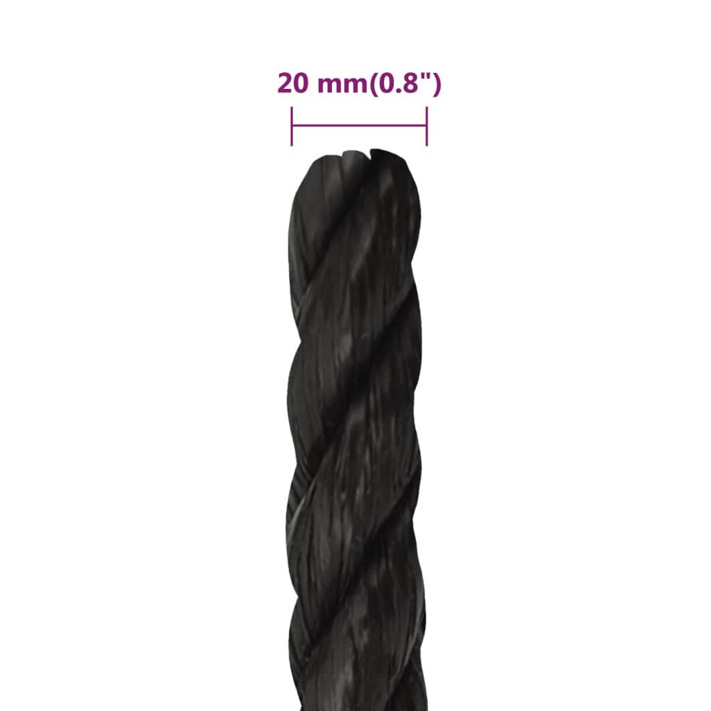 vidaXL Arbeitsseil Schwarz 20 mm 100 m Polypropylen