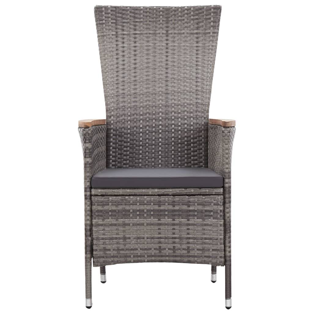 vidaXL 3-tlg. Garten-Lounge-Set mit Kissen Poly Rattan Grau