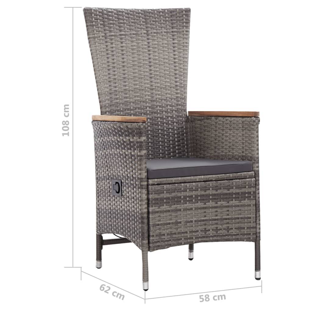 vidaXL 3-tlg. Garten-Lounge-Set mit Kissen Poly Rattan Grau