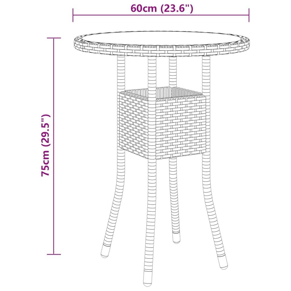 vidaXL 3-tlg. Garten-Essgruppe Poly Rattan Schwarz