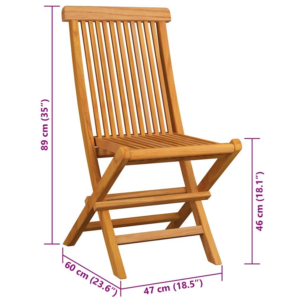 vidaXL Gartenstühle mit Grauen Kissen 4 Stk. Teak Massivholz