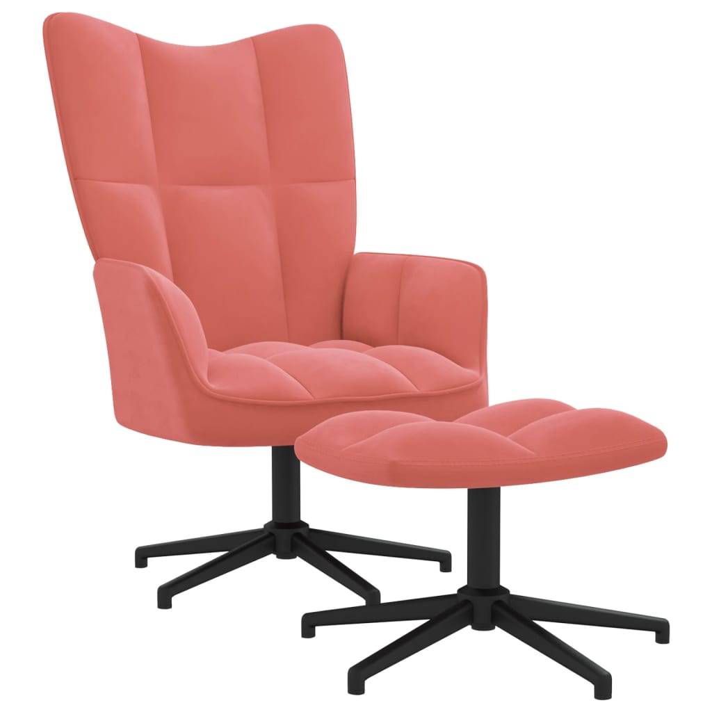 vidaXL Relaxsessel mit Hocker Rosa Samt