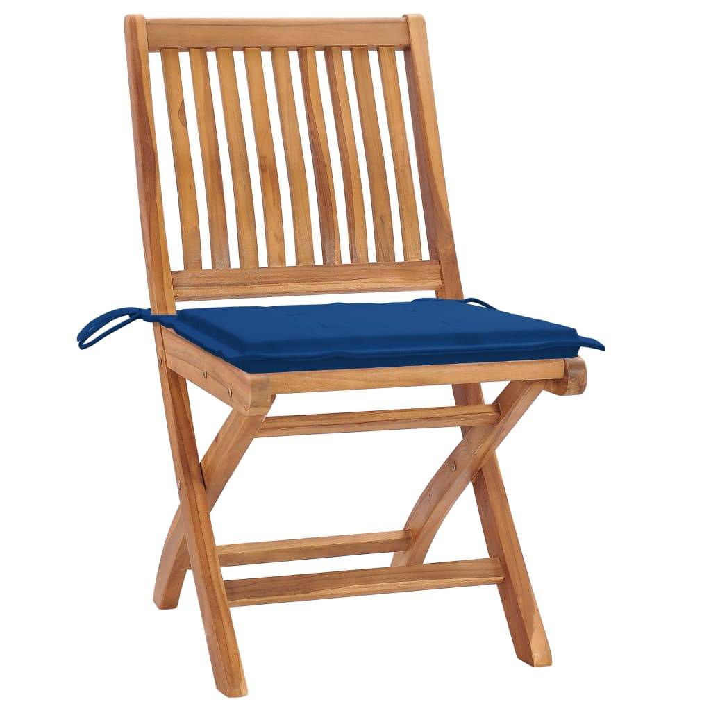 vidaXL Klappbare Gartenstühle mit Kissen 8 Stk. Massivholz Teak