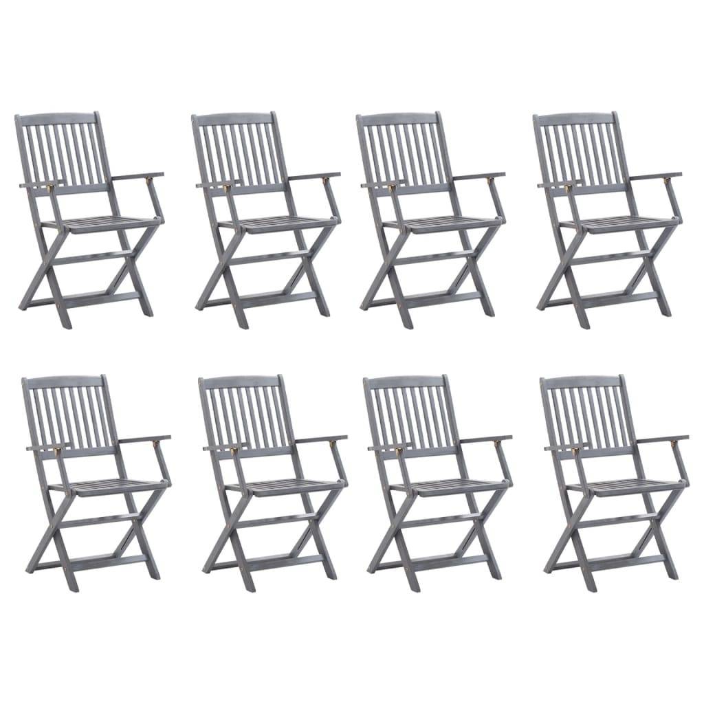 vidaXL Klappbare Gartenstühle 8 Stk. mit Kissen Massivholz Akazie
