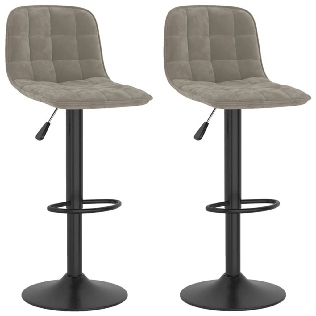 vidaXL Barhocker 2 Stk. Hellgrau Samt