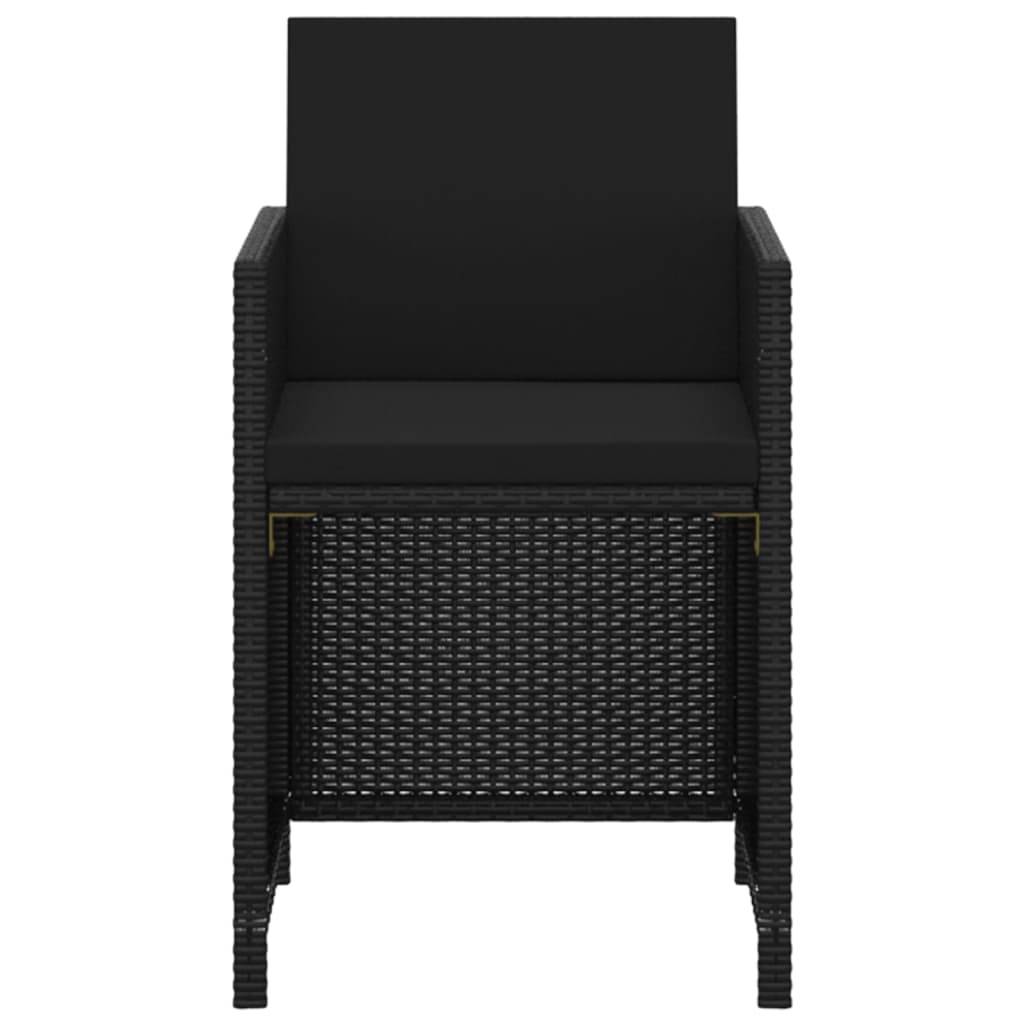 vidaXL 3-tlg. Garten-Essgruppe mit Kissen Poly Rattan Schwarz