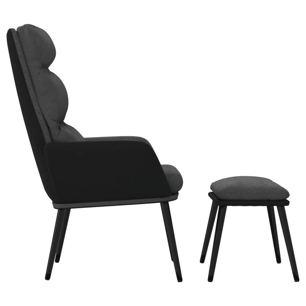 vidaXL Relaxsessel mit Hocker Dunkelgrau Stoff und Kunstleder