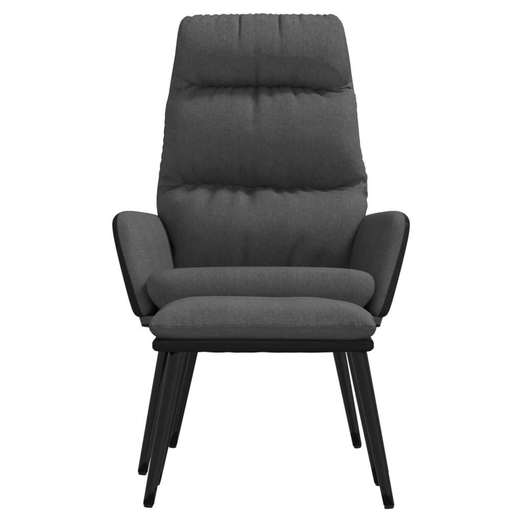 vidaXL Relaxsessel mit Hocker Dunkelgrau Stoff und Kunstleder