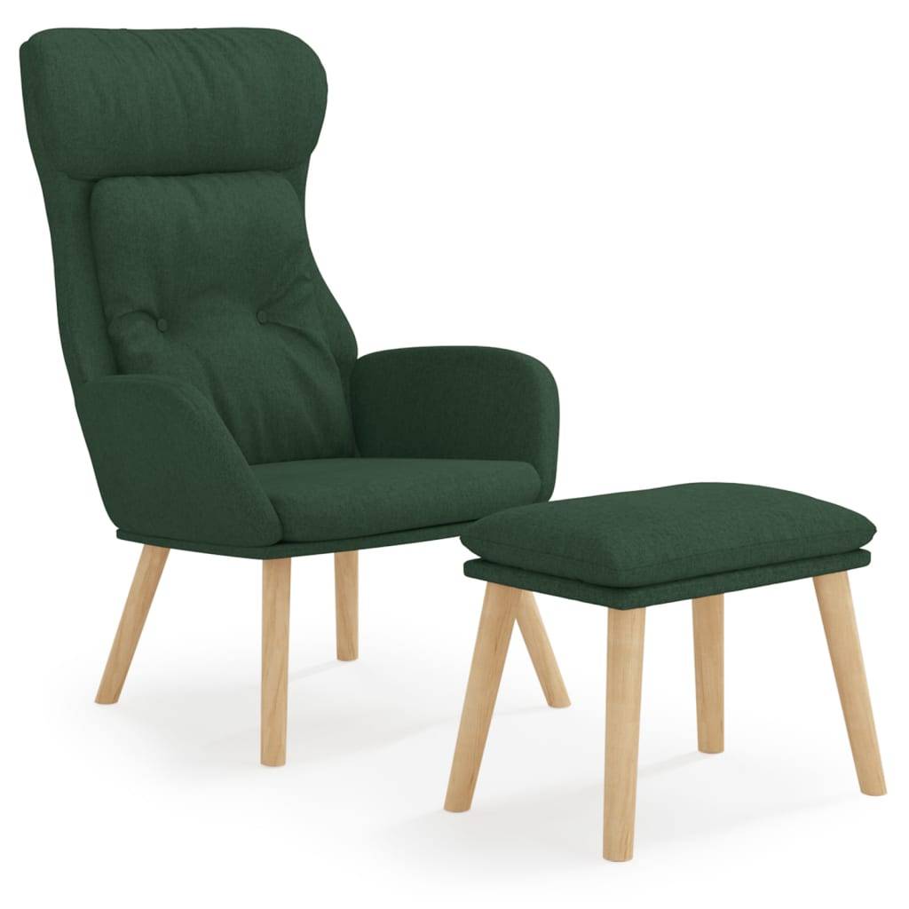 vidaXL Relaxsessel mit Hocker Dunkelgrün Stoff