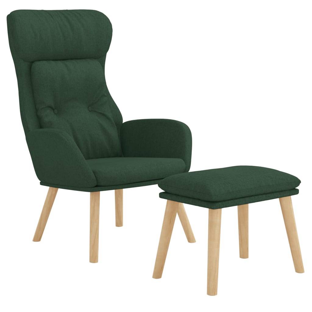 vidaXL Relaxsessel mit Hocker Dunkelgrün Stoff