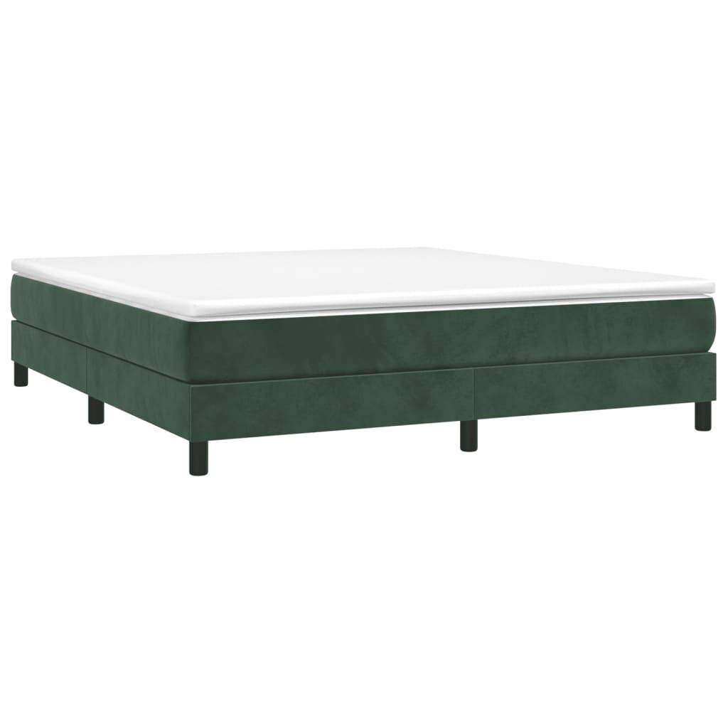 vidaXL Boxspringbett mit Matratze Dunkelgrün 180x200 cm Samt