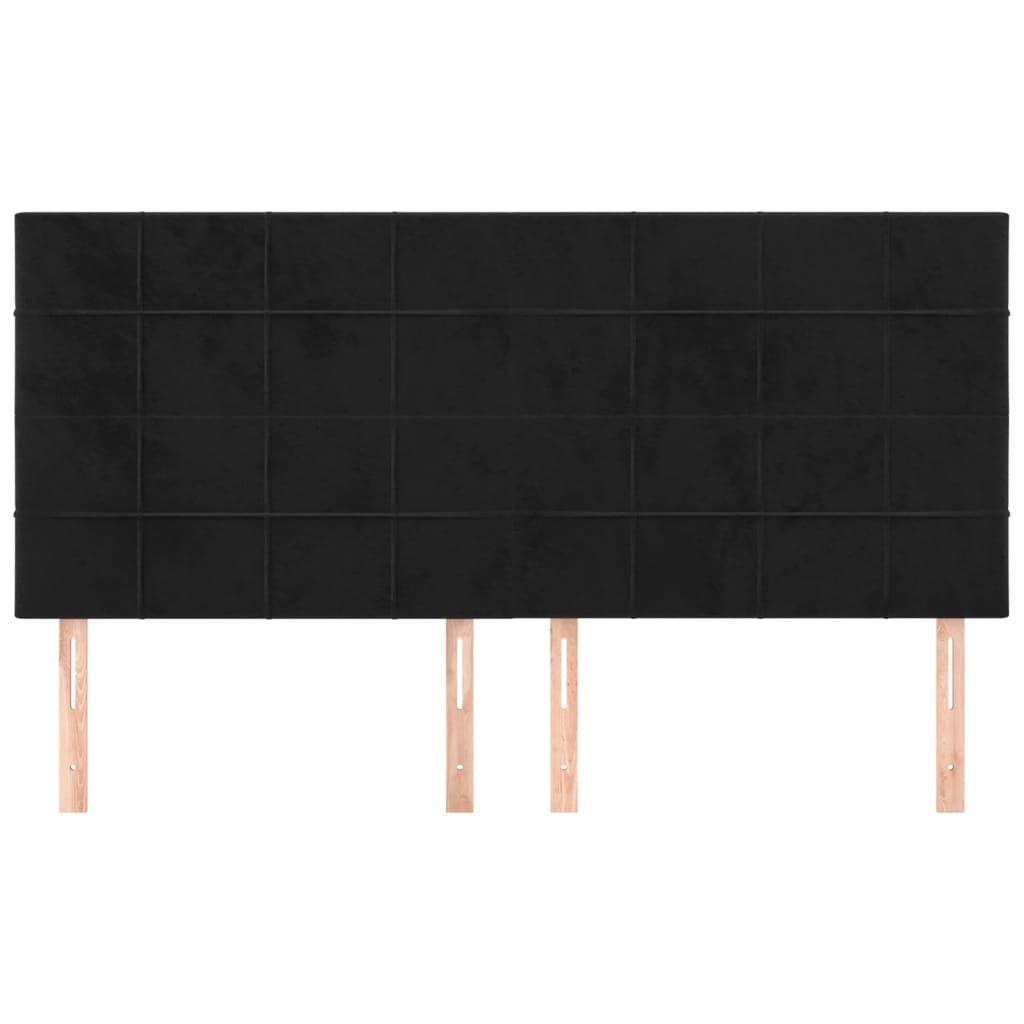 vidaXL Kopfteile 4 Stk. Schwarz 100x5x78/88 cm Samt