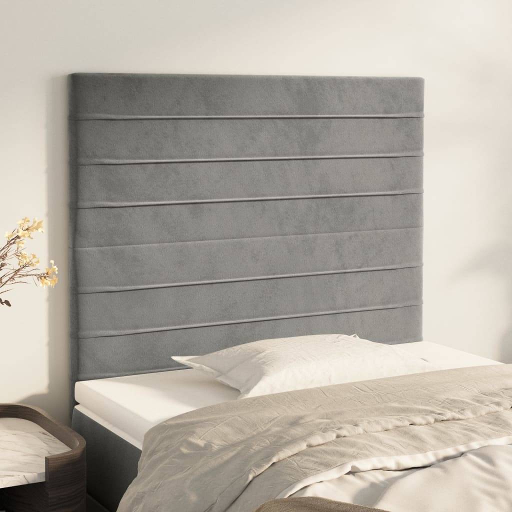 vidaXL Kopfteile 2 Stk. Hellgrau 90x5x78/88 cm Samt