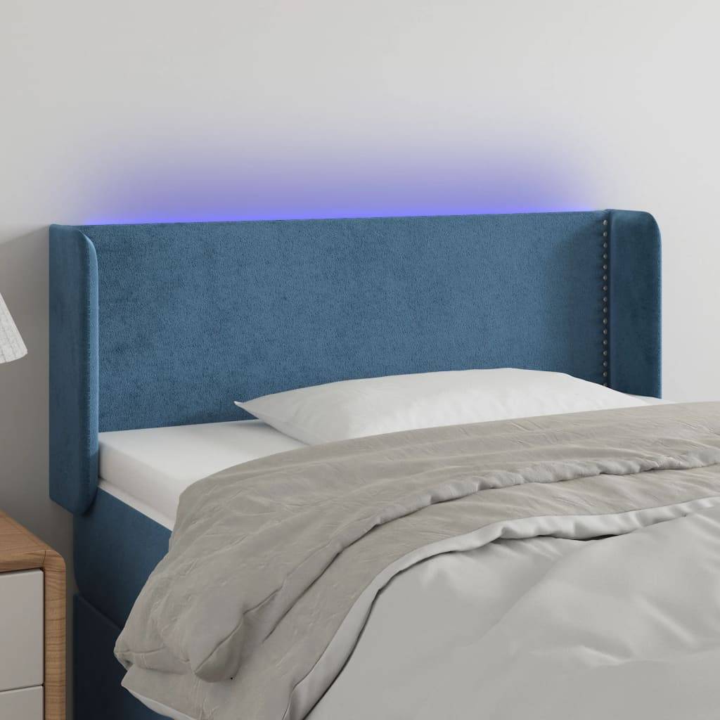 vidaXL LED Kopfteil Dunkelblau 103x16x78/88 cm Samt