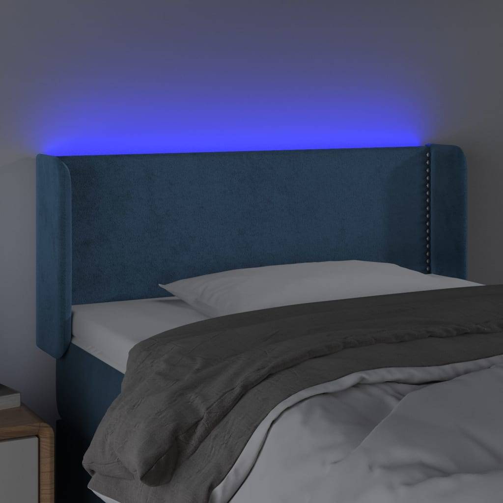 vidaXL LED Kopfteil Dunkelblau 103x16x78/88 cm Samt