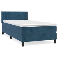 vidaXL Boxspringbett mit Matratze Dunkelblau 100x200 cm Samt vidaXL Boxspringbett mit Matratze Dunkelblau 100x200 cm Samt