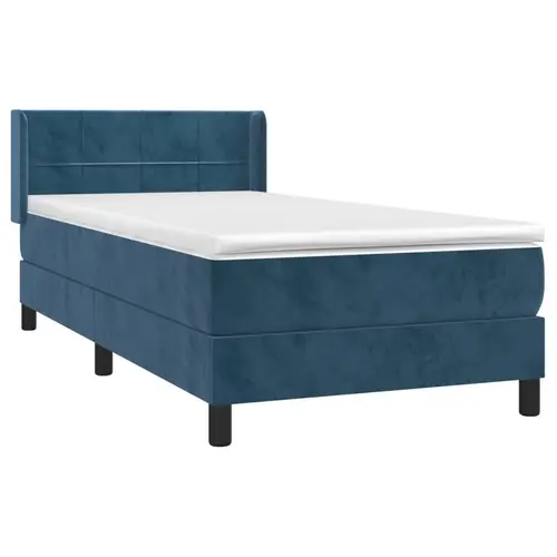 vidaXL Boxspringbett mit Matratze Dunkelblau 100x200 cm Samt vidaXL Boxspringbett mit Matratze Dunkelblau 100x200 cm Samt