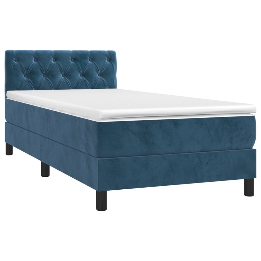 vidaXL Boxspringbett mit Matratze Dunkelblau 80x200 cm Samt