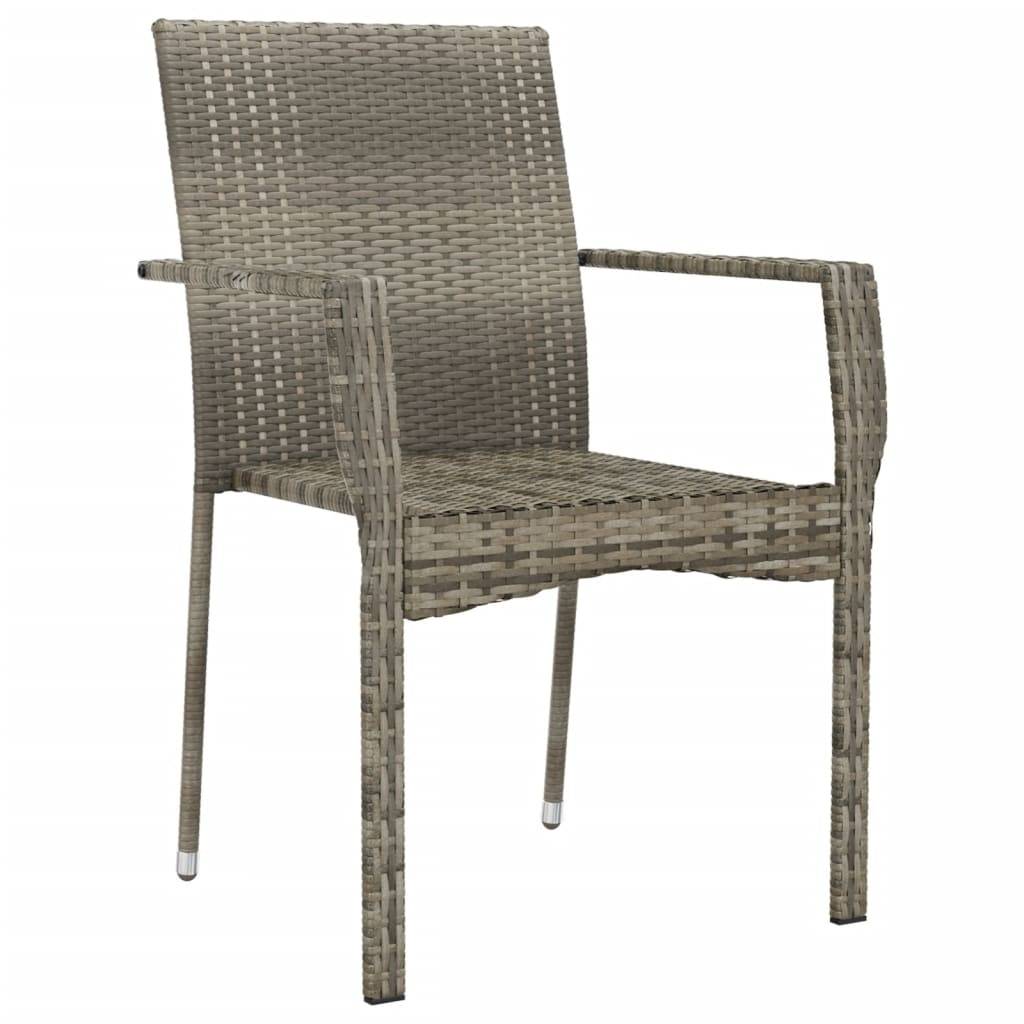 vidaXL Gartenstühle mit Kissen 4 Stk. Poly Rattan Grau
