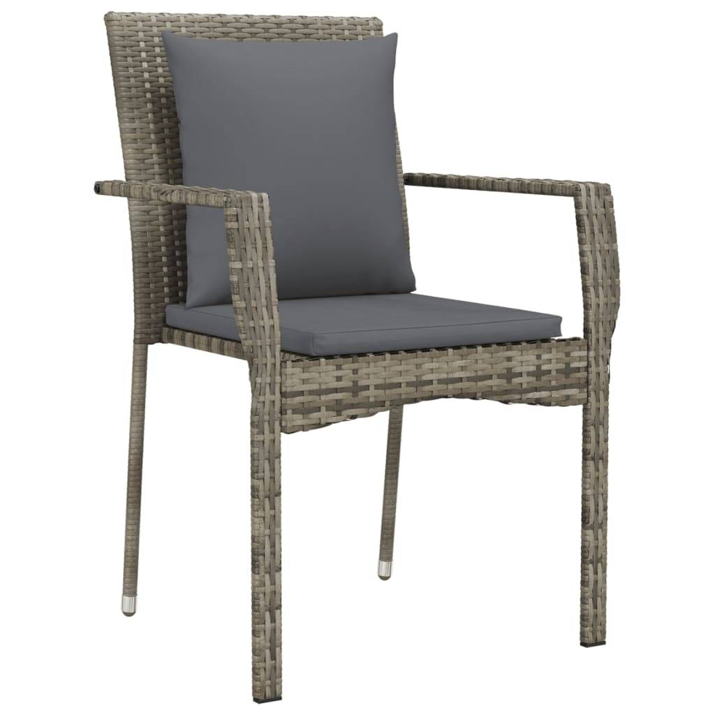 vidaXL Gartenstühle mit Kissen 4 Stk. Poly Rattan Grau