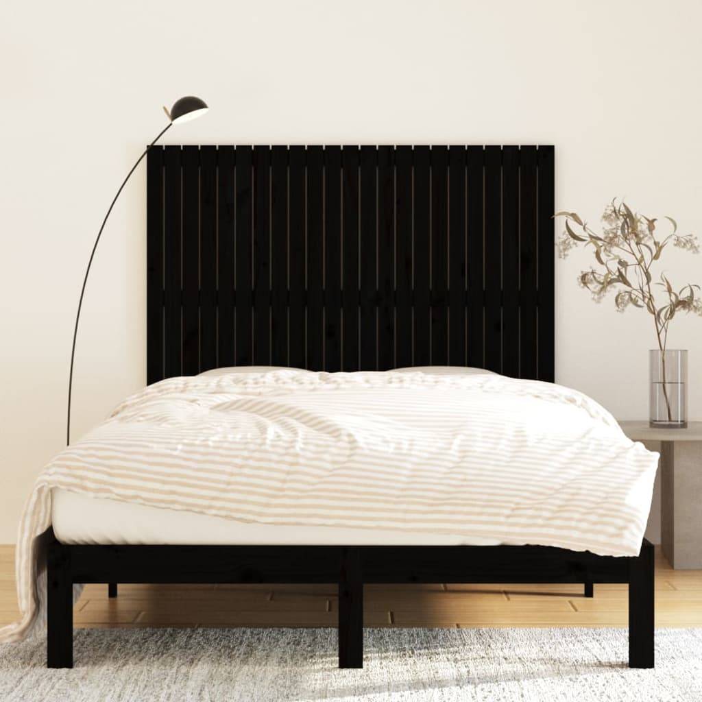 vidaXL Wand-Kopfteil Schwarz 146,5x3x110 cm Massivholz Kiefer