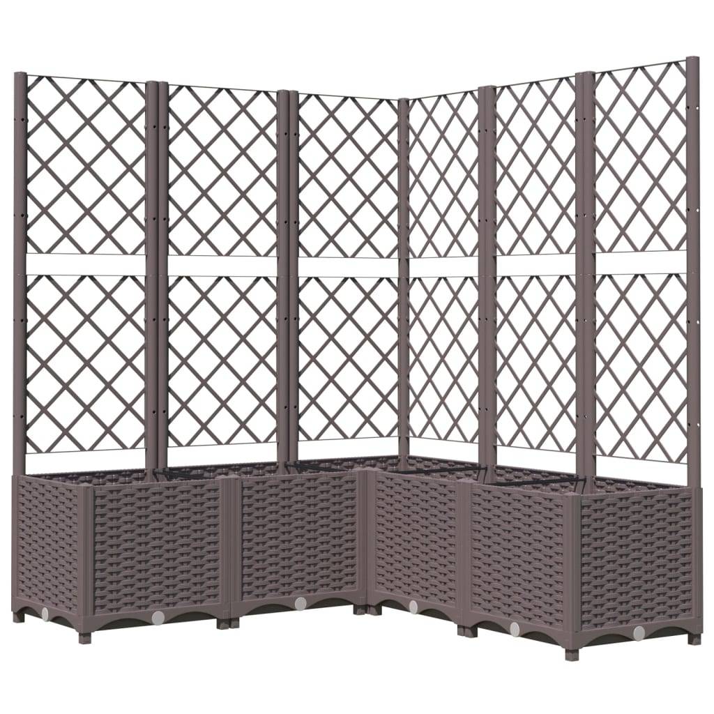 vidaXL Pflanzkübel mit Rankgitter Braun 120x120x136 cm PP